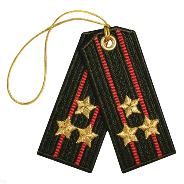 Брелок вышитый Погончики ВС оливковые (полковник)