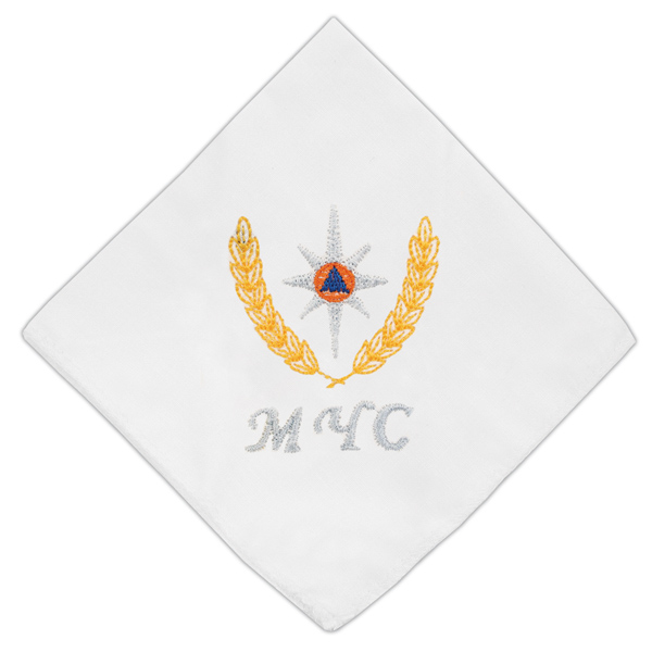 Платок носовой х/б белый вышитый МЧС