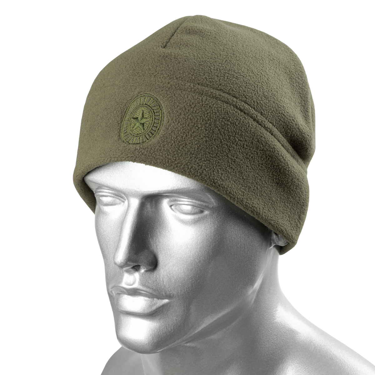 Шапка флисовая ВКБО оливковая с вышит. кокардой ("эконом")