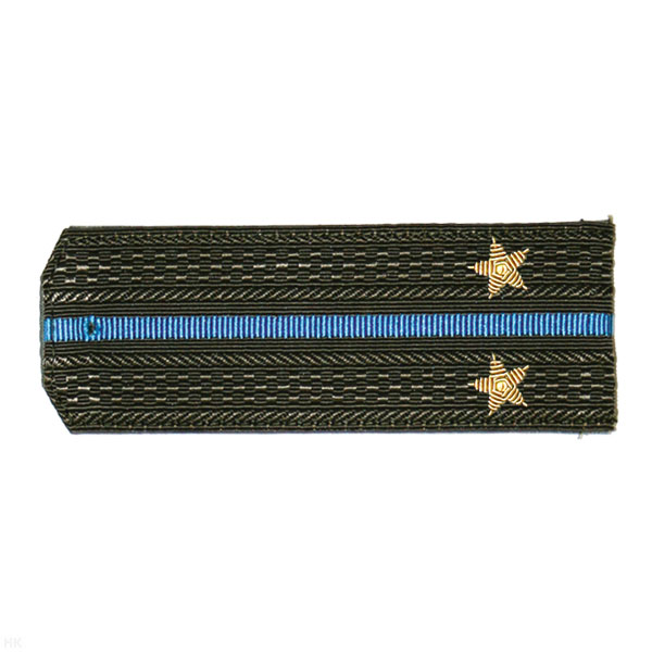 Погоны ВВС-ВДВ-ВКС оливк. с 1 голуб. просв., вышит. канителью (лейтенант)