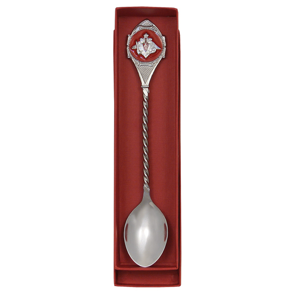 Ложка чайная сувенирная МО (красный фон)