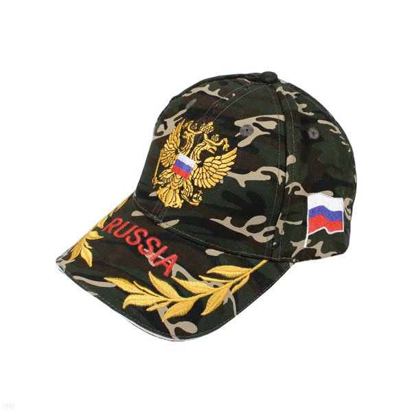 Бейсболка кмф зеленая вышитая Орел РФ (вышивка на козырьке Russia + From Russia with love)