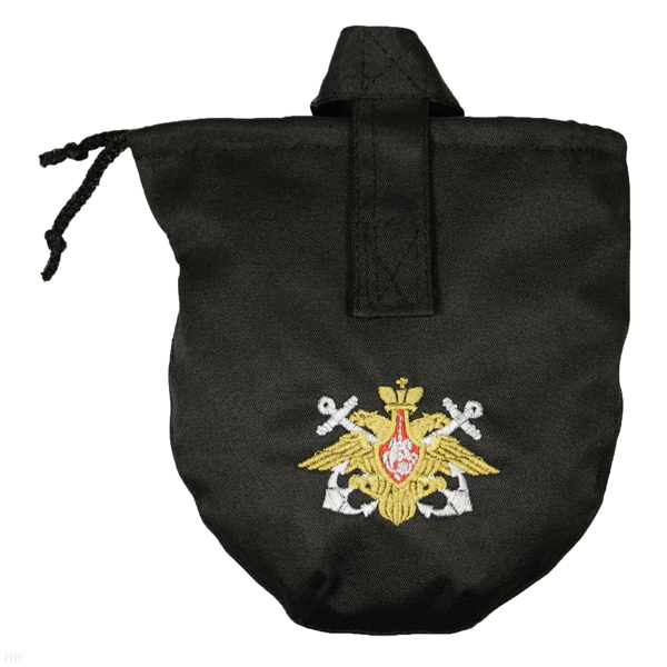 Чехол для фляги армейской (черный) вышитый ВМФ