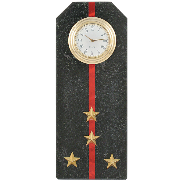 Часы сувенирные настольные (камень змеевик черный) Погон Капитан МП