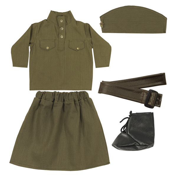 Костюм детский Солдаточка сувернирный (гимнастерка, юбка, пилотка, ремень, пинетки) 2632 (9-12 месяцев)