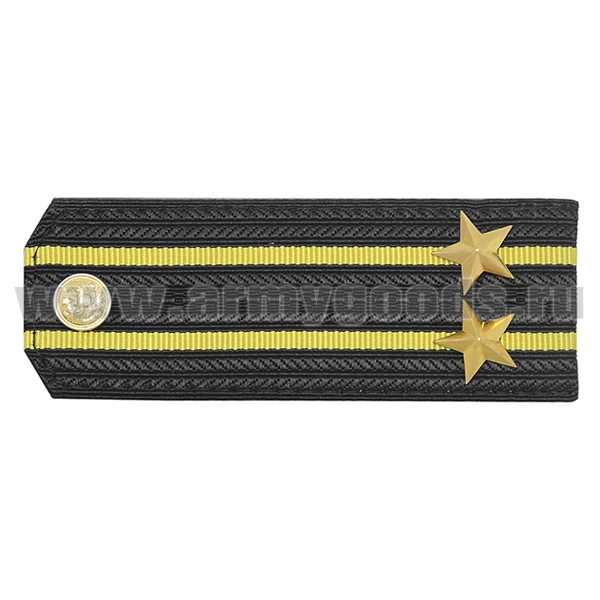 Погоны черн. 2 желтых просвета, укомпл. мет. фурнитурой (подполковник) пластик