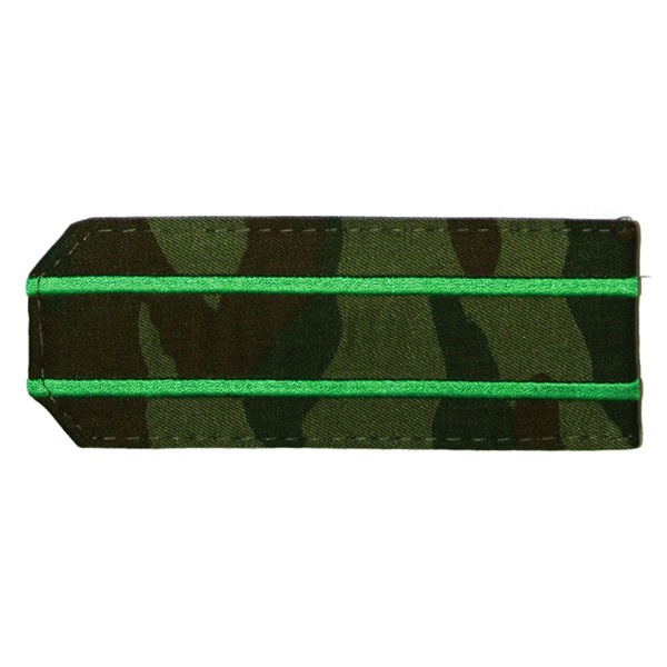 Погоны из рубаш. ткани кмф зел. с 2 вышит. зел. просв. на камуфляж