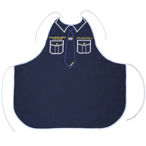 Фартук кухонный вышитый ГАИ (Настоящий офицер и на кухне генерал)
