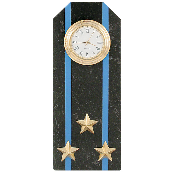 Часы сувенирные настольные (камень змеевик черный) Погон Полковник Авиации ВМФ
