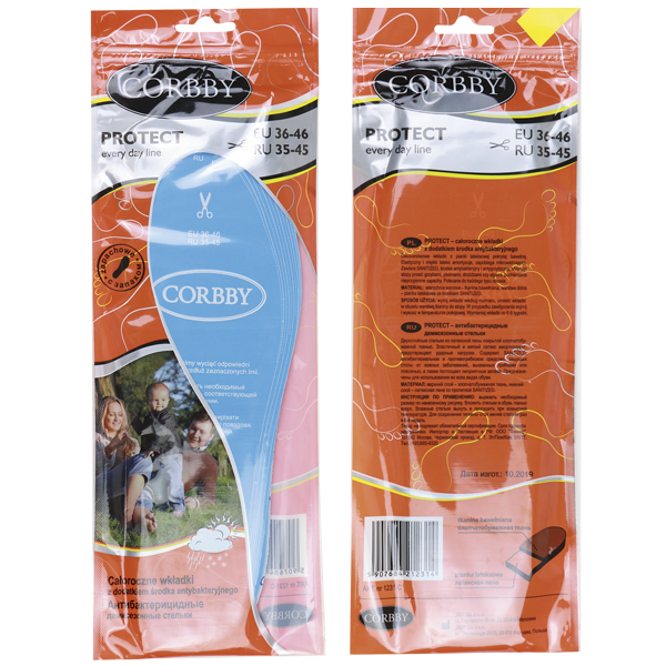 Стельки Corbby безразм. демисезонные антибактерицидные (верхний слой - х/б)