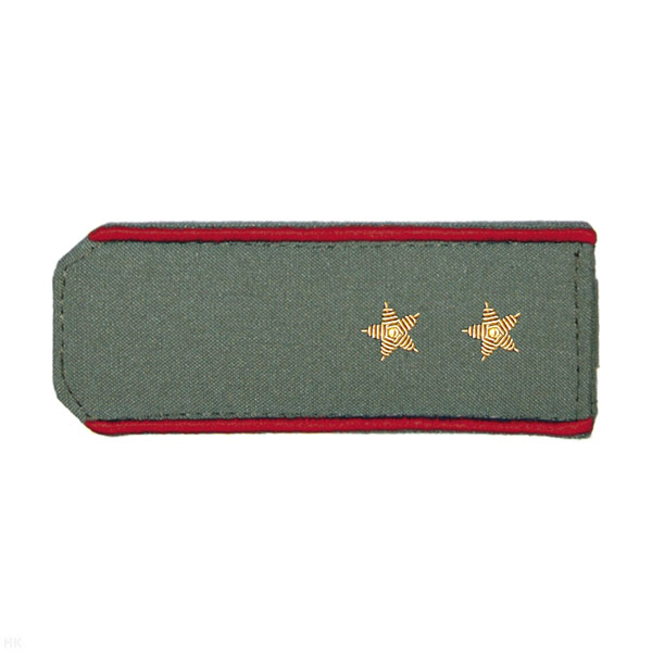 Погоны из рубаш. ткани оливк. с вышит. крап. кантом, вышит. канителью (прапорщик)