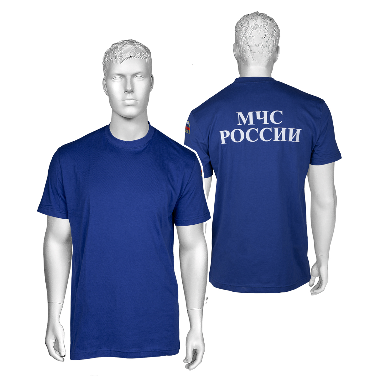 Футболка с надп. краской МЧС России синяя светлая р-ры с 62