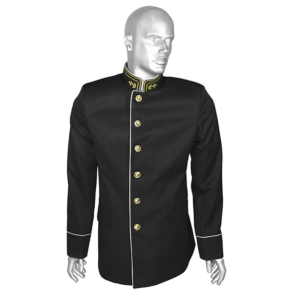 Китель мужской п/ш ВМФ парадный черный (воротник-стойка) ТУ 858-6521-2018 ("маломерка") р-ры с 46 по 60