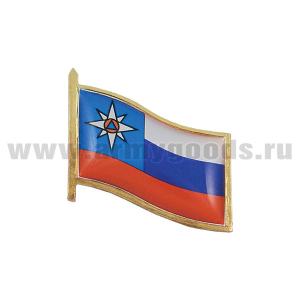 Значок мет. Флажок МЧС представительский, заливка смолой, на пимсе