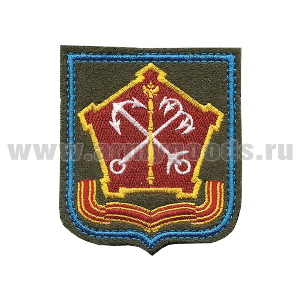 Шеврон вышит. Западный ВО (оливковый фон, голубой кант)