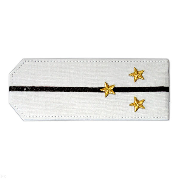 Погоны «машинная вышивка» из рубаш. ткани белые с 1 вышит. черн. просв. с вышит. звездами (ст. лейтенант)