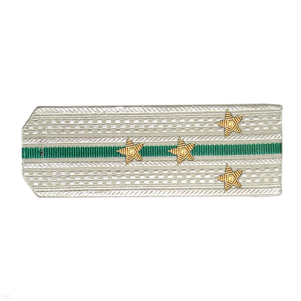 Погоны ПС ст/обр белые с 1 зел. просв., вышит. канителью (капитан)