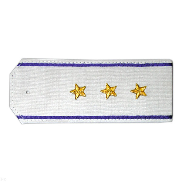 Погоны «машинная вышивка» из рубаш. ткани белые с вышит. вас. кантом с вышит. звездами (ст. прапорщик)