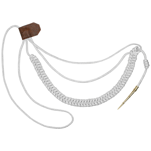 Аксельбант офицерский (1наконечник) шелк белый (с люрексной нитью)