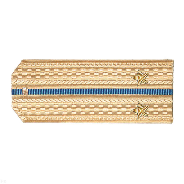 Погоны Авиации ВМФ крем. с 1 голуб. просв., вышит. канителью (лейтенант)