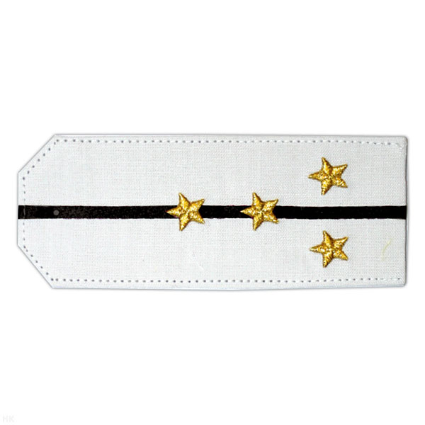 Погоны «машинная вышивка» из рубаш. ткани белые с 1 вышит. черн. просв. с вышит. звездами (капитан)