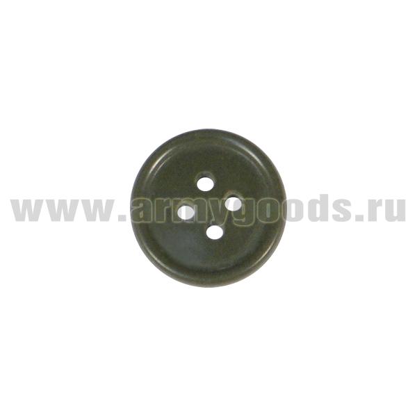 Пуговица пласт. 20 мм с 4 отверст. оливковая
