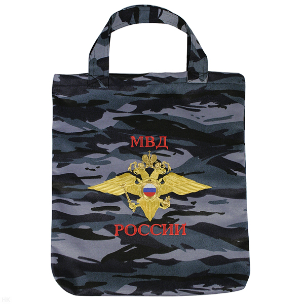 Сумка хозяйственная вышитая МВД России (серый "камыш")