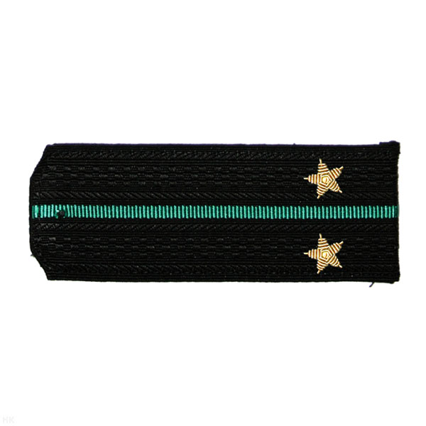 Погоны черн. с 1 зел. просв., вышит. канителью (лейтенант)