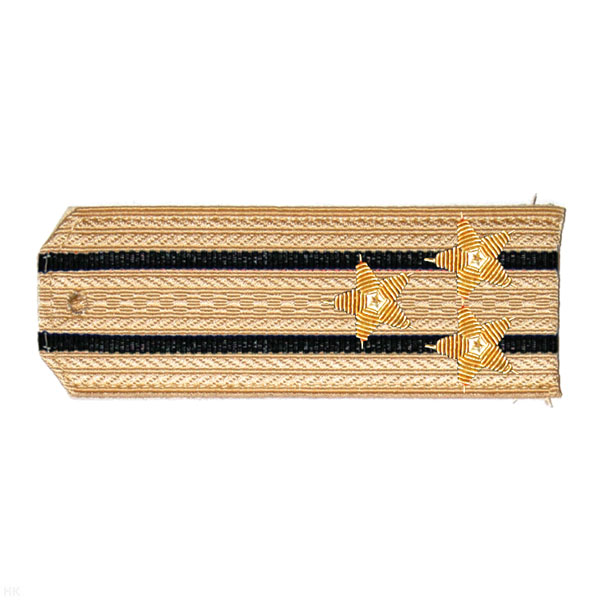 Погоны ВМФ крем. с 2 черн. просв., вышит. канителью (полковник)