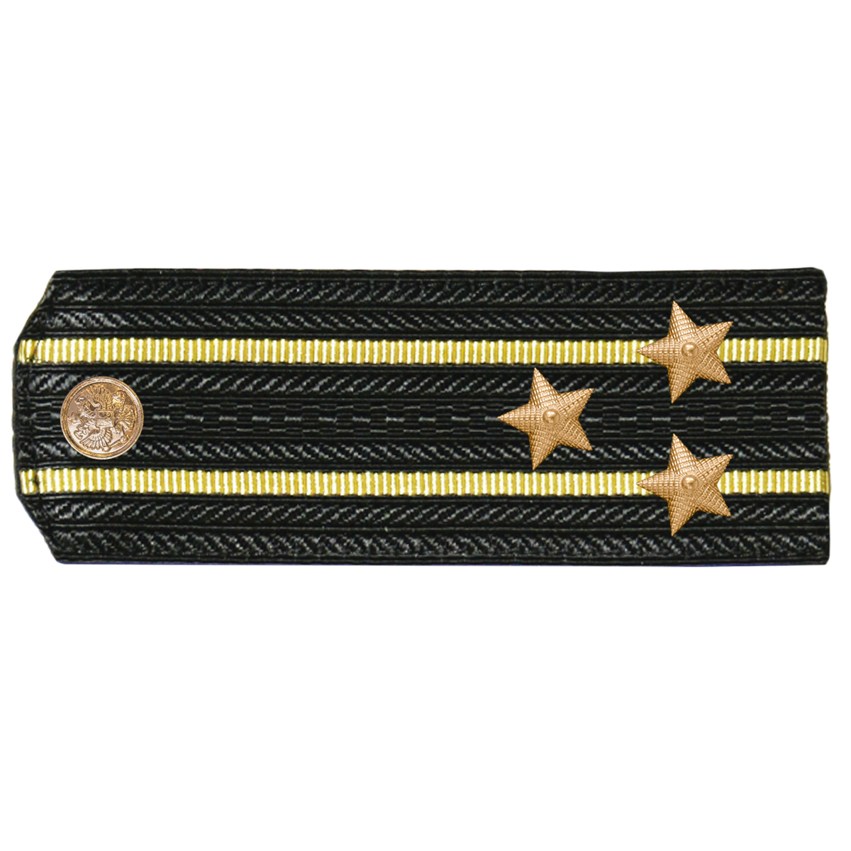 Погоны черн. 2 желтых просвета, укомпл. мет. фурнитурой (полковник) пластик