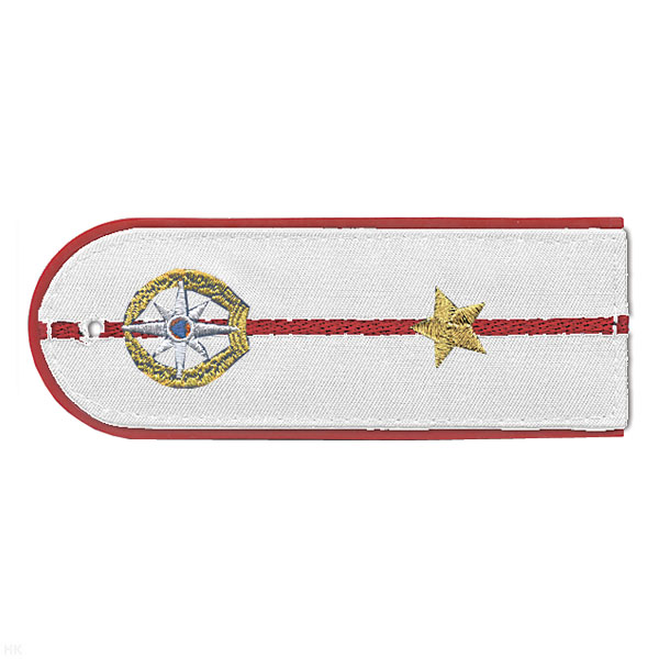 Погоны «машинная вышивка» из рубаш. ткани МЧС белые с вышит. эмблемой (майор) пластик