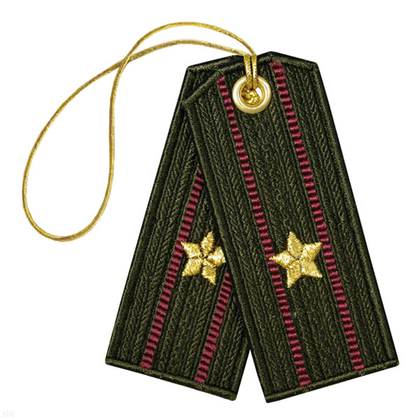 Брелок вышитый Погончики ВВ оливковые (майор)