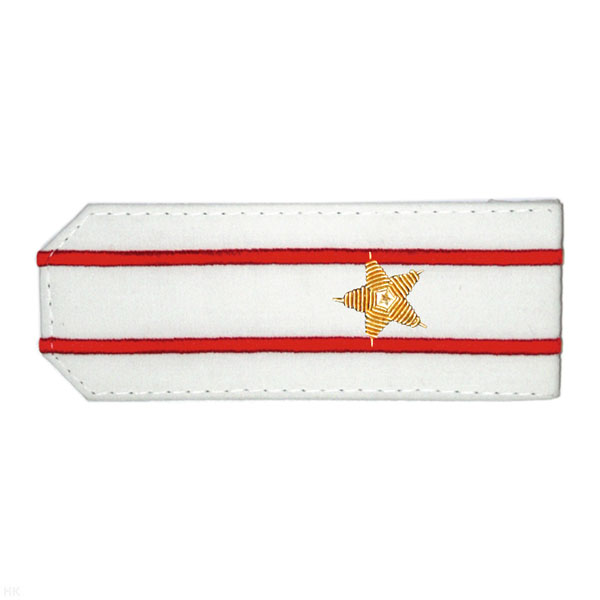 Погоны из рубаш. ткани белые с вышит. 2 красн. просв., вышит. канителью (майор)