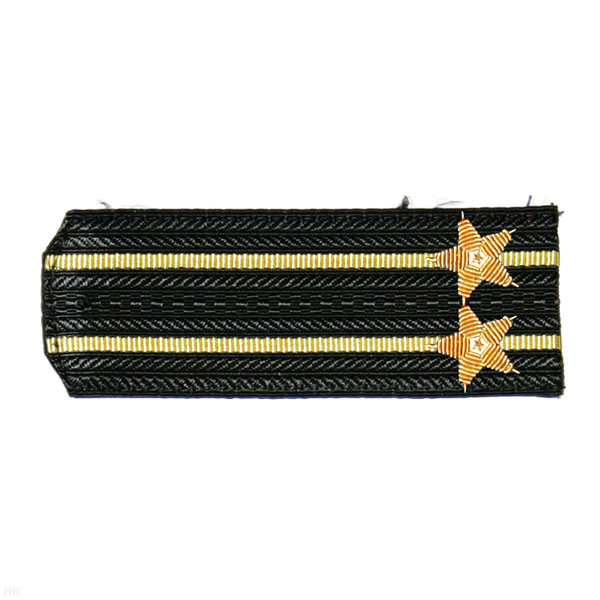 Погоны ВМФ черн. с 2 желт. просв., вышит. канителью (подполковник)