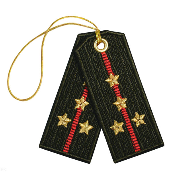 Брелок вышитый Погончики ВС оливковые (капитан)