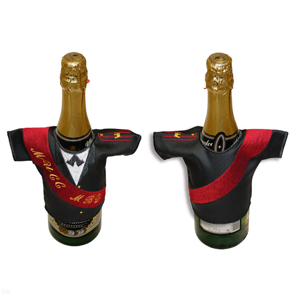 Рубашечка на бутылку сувенирная вышитая Мисс МВД (серая)