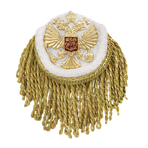Эполет золотой с мет. орлом РФ и белым кантом