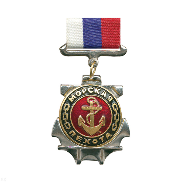 Медаль МП (якорь МП бол. на красн. фоне) (на планке - лента РФ)