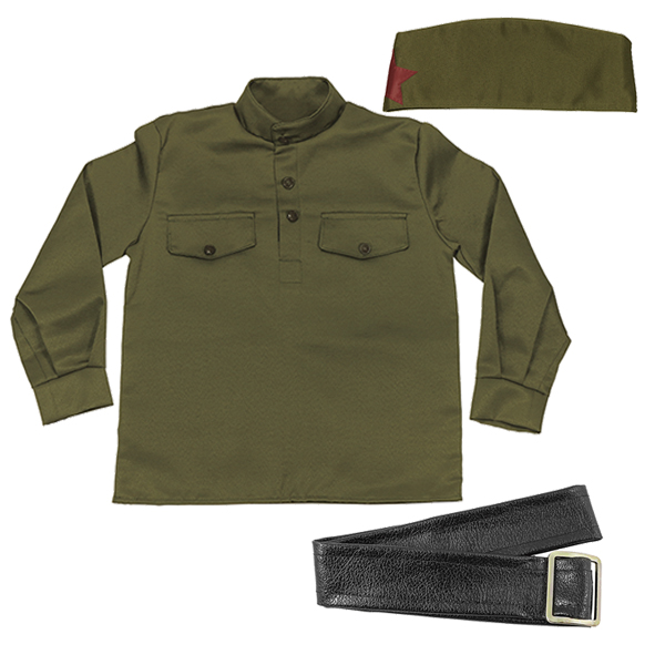 Костюм солдата (СА) сувернирный детский (гимнастерка,  ремень ,пилотка) 2276, 2277, 2278 (3-10 лет)