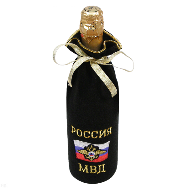 Мешочек под бутылку вышитый Россия МВД