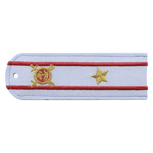 Погоны «машинная вышивка» из рубаш. ткани Полиция без канта бледно-голуб. с вышит. эмблемой (майор) пластик