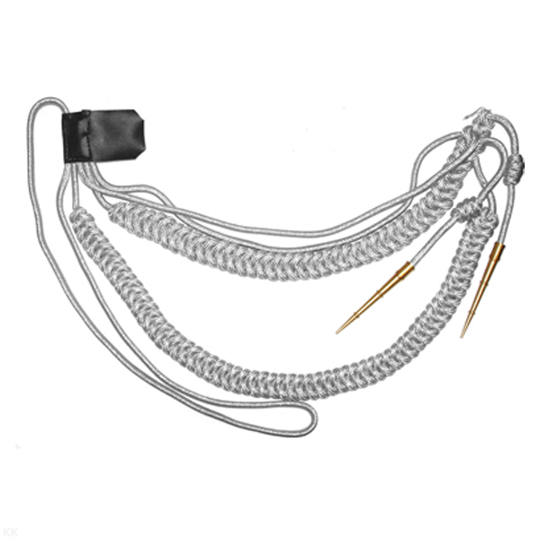 Аксельбант офицерский (2 наконечника) "корейская нить" серебро