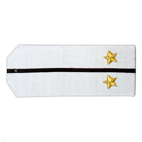 Погоны «машинная вышивка» из рубаш. ткани белые с 1 вышит. черн. просв. с вышит. звездами (лейтенант)