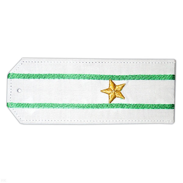 Погоны «машинная вышивка» из рубаш. ткани белые с 2 вышит. зел. просв. с вышитой звездой (майор)