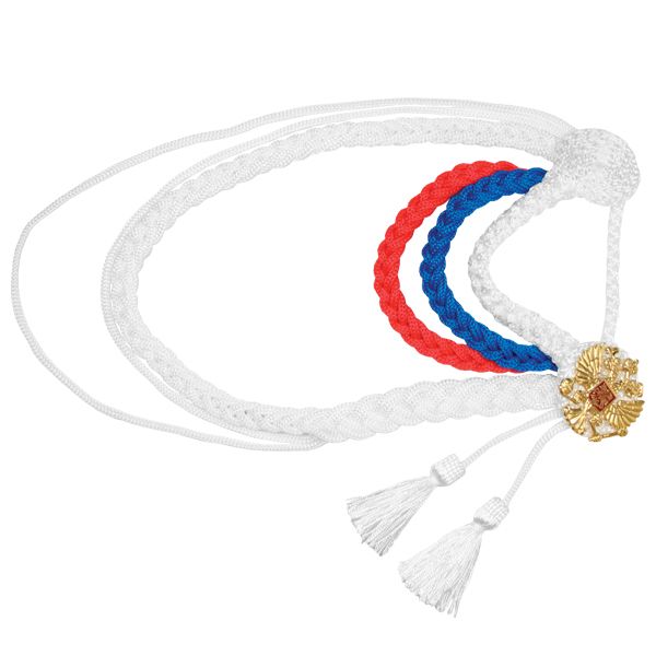 Аксельбант ДМБ (на плечо) цветной с мет. орлом РФ (правый)