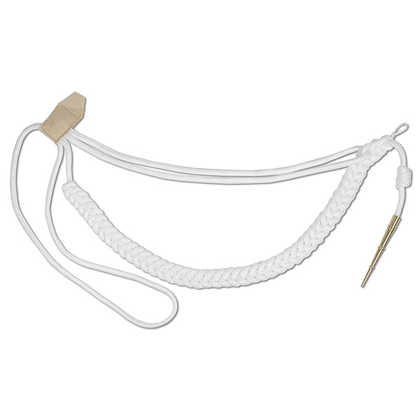 Аксельбант офицерский (1 наконечник) шелк белый без люрекса