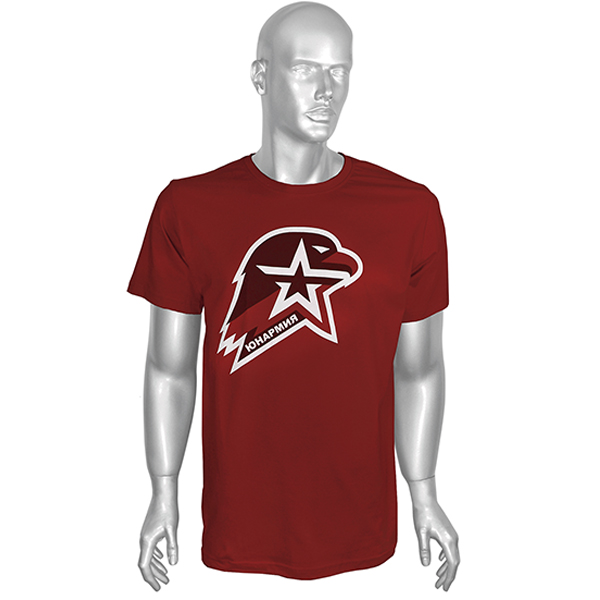 Футболка с надп. и белой эмблемой Юнармии (красная)