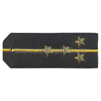 Погоны из рубаш. ткани черн. (Rip-Stop) c 1 вышит. желт. пр. вышит. канит. (капитан) на костюм офисный