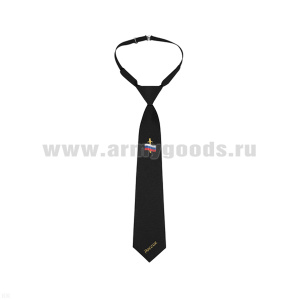 Галстук-регат с вышивкой черн. с флагом РФ и мечом