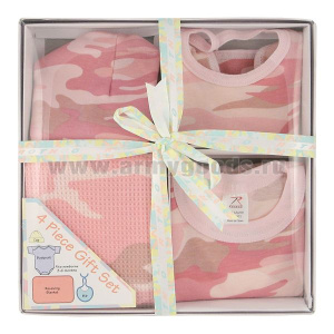 Набор одежды для малыша 3-6 мес подарочный кмф розовый (100 % хлопок: боди, шапочка, нагрудник, полотенце)